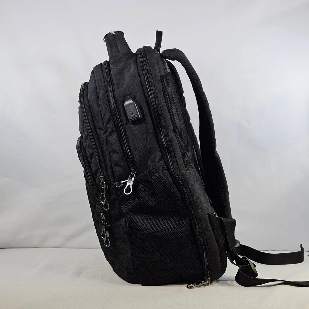 KROSER Laptop Backpack Black Quilted Travel Bag USB Port 18 inch Multi-Pocket‎